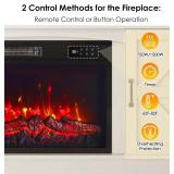 $200 YGEOMER 59in TV Stand with Fireplace, LED Lights, BROWN