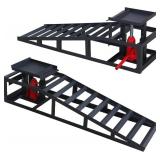 $195 2 Pack Hydraulic Car Ramps, 5T Lift, 9-14.2in Steel Black
