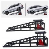 $195 2 Pack Hydraulic Car Ramps, 5T Lift, 9-14.2in Steel Black