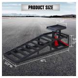 $195 2 Pack Hydraulic Car Ramps, 5T Lift, 9-14.2in Steel Black
