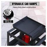 $195 2 Pack Hydraulic Car Ramps, 5T Lift, 9-14.2in Steel Black