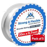Pack of 5 Clear Elastic Bracelet String Rolls (20mx0.7mm) Strong & Stretchy DIY Elastic Thread for Jewelry Making and String for Bracelet Making 100m