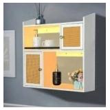 Viwods Wall Cabinet with LED Light, White