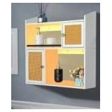 Viwods Wall Cabinet with LED Light, White