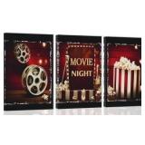 Movie Night Cinema 3-Piece Canvas Wall Art