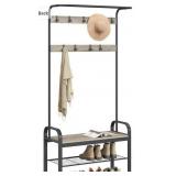 Industrial Hall Tree with Shoe Storage Bench