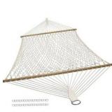 Sunnydaze Cotton Rope Hammock with Wooden Spreader Bars