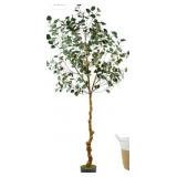 7 Ft Artificial Eucalyptus Tree with Decorative Basket