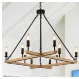 Rustic Square Wood Chandelier