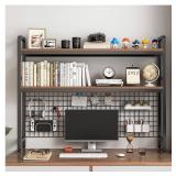 W WWEENUO Desktop Hutch Bookshelf, 2-Tier