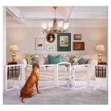 Extra Wide 30-inch Tall Dog gate with Door Walk Through, Freestanding, White