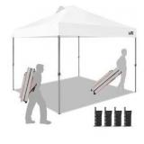 Eurmax USA NOMATTER ONE-Person Open And Close 10x10ft Pop Up Canopy Tent, White With Black Legs