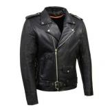 Milwaukee Leather SH1011 Black Classic Brando Motorcycle Jacket for Men Made of Cowhide Leather w/ Side Lacing Medium