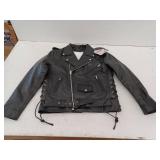 Milwaukee Leather SH1011 Black Classic Brando Motorcycle Jacket for Men Made of Cowhide Leather w/ Side Lacing Medium