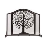 Plow & Hearth Small Tree of Life Fireplace Fire Screen with Door  in Black