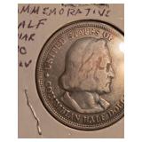 1893 Columbus silver half dollar in very fine condition