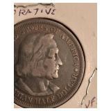 1893 Columbus silver half dollar in very fine condition