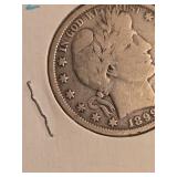 1899 Barber silver half dollar