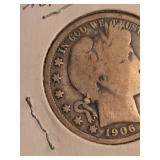 1906 Barber silver half dollar