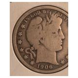 1906-O Barber silver half dollar