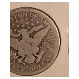 1907-S Barber silver half dollar