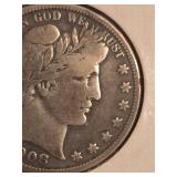 1908-D Barber silver half dollar