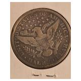 1908-D Barber silver half dollar