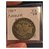1909 Barber silver half dollar