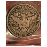 1909 Barber silver half dollar