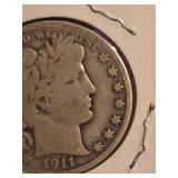 1911  Barber silver half dollar