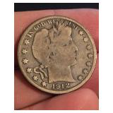1912-D Barber silver quarter dollar