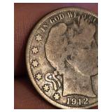 1912-D Barber silver quarter dollar