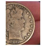 1912-D Barber silver quarter dollar