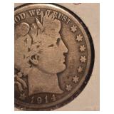 1914-S Barber silver half dollar