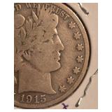 1915-S Barber silver half dollar