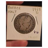 1915-D Barber silver half dollar