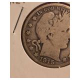 1915-D Barber silver half dollar