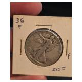 1936 Walking Liberty Silver half dollar