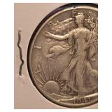 1942-D Walking Liberty Silver half dollar