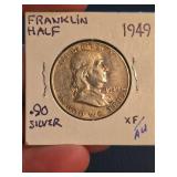 1949 Franklin silver half dollar