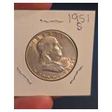 1951-S Franklin silver half dollar