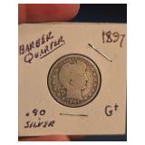 1997 Barber silver quarter