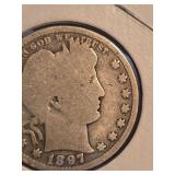 1997 Barber silver quarter