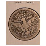 1908 Barber silver quarter