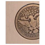 1908 Barber silver quarter
