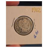 1912 Barber silver quarter