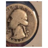 1937-D Washington silver quarter