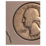 1938 Washington silver quarter