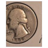 1938 Washington silver quarter