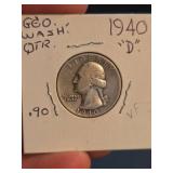 1940-D Washington silver quarter